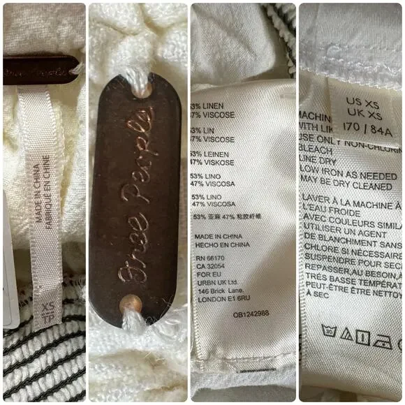 FREE PEOPLE Sienna Smocked Jumpsuit Ecru Bohemian Hippie Romper Sz XS NEW - Picture 8 of 8